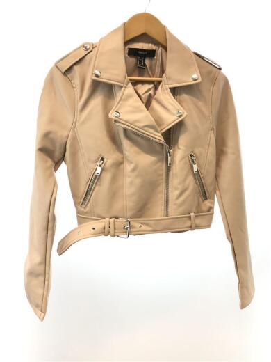 画像：FOREVER 21ダブルライダースジャケット/S/レーヨン/BEG1