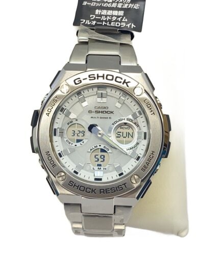商品画像：ソーラー腕時計・G-SHOCK/デジアナ/ステンレス/WHT/SLV 1