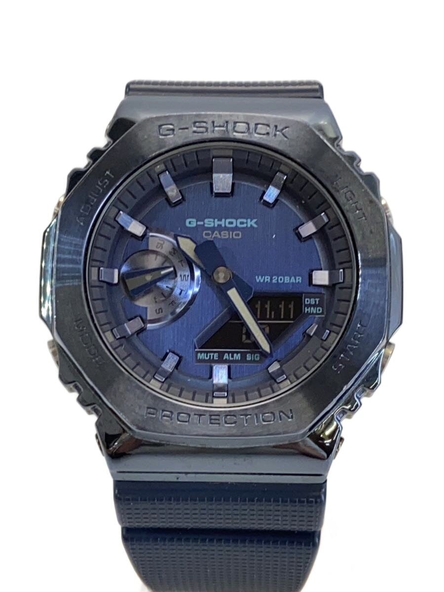 CASIO / クォーツ腕時計/デジアナ/ラバー/NVY/GM-2100N