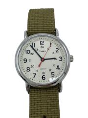 クォーツ腕時計/アナログ/ホワイト/カーキ