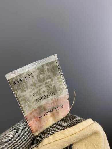 画像：Levi’s501/00s/ヒゲ/ボタン裏359/ストレートパンツ/34/コットン/IDG/無地5