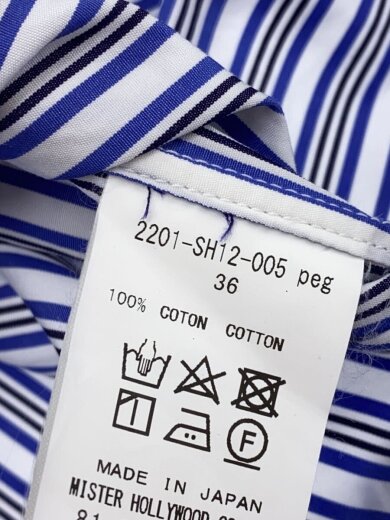 商品画像：半袖シャツ/36/コットン/BLU/ストライプ/2201-SH12-005 4