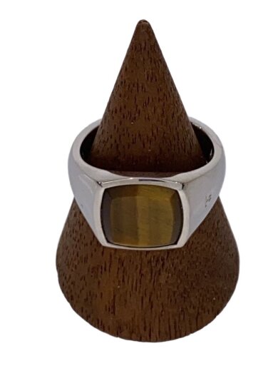 商品画像：Cushion Ring Tiger Eye/サイズ52/SV925/12号/カラーストーン/SLV/メンズ// 1