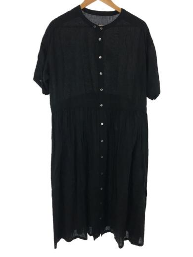 画像：nest Robe半袖ワンピース/FREE/リネン/BLK/01182-1167-2/リネンギャザースカートワンピース1