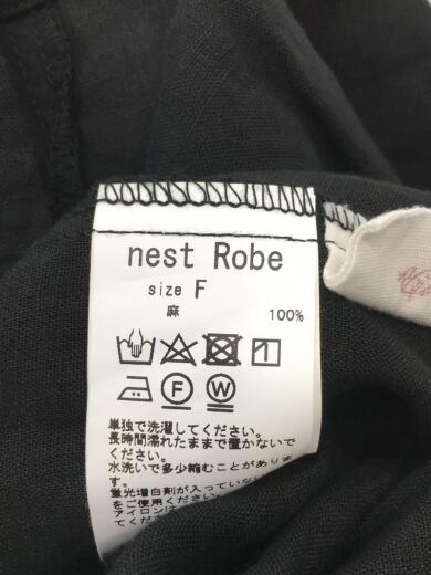 画像：nest Robe半袖ワンピース/FREE/リネン/BLK/01182-1167-2/リネンギャザースカートワンピース4