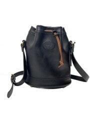 巾着ショルダーポシェット/レザー/BLK