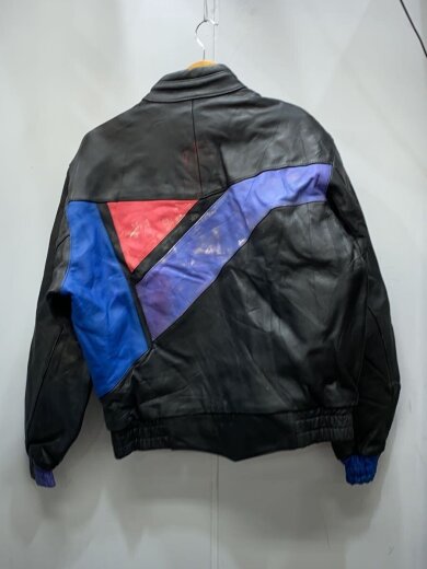 商品画像：damen/レザージャケット・ブルゾン/XL/レザー/BLK/総柄/90s 2