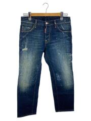 クラッシュ加工デニム/ペイント/ストレートパンツ/46/IDG/s71la0463/内タグ劣化