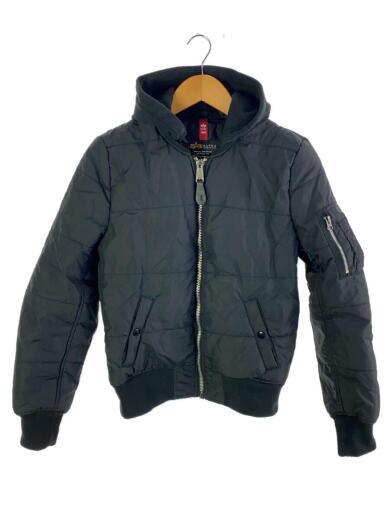 画像：ALPHA INDUSTRIESフード付フライトジャケット/ナイロンジャケット/XS/ナイロン/ブラック/フードに少々使用感有//1