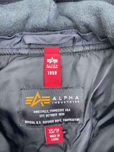 画像：ALPHA INDUSTRIESフード付フライトジャケット/ナイロンジャケット/XS/ナイロン/ブラック/フードに少々使用感有//3