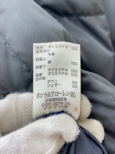 商品画像：ヨゴレ有/フード欠品/レザーヨーク/ダウンジャケット/XL/ポリエステル/BLK 4