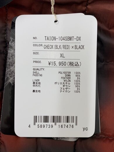 商品画像：ダウンジャケット/XL/ポリエステル/マルチカラー/チェック/TAION-104SBMT-DX 4