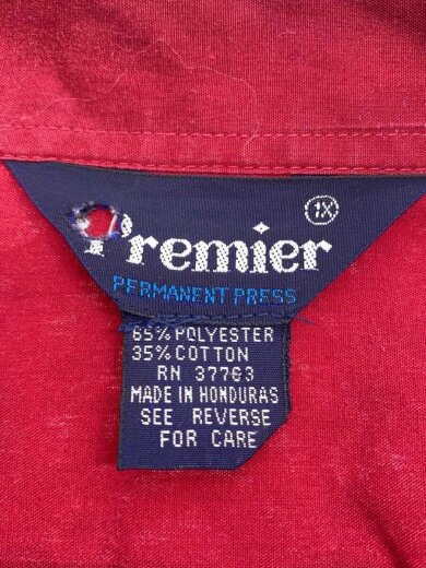 商品画像：キューバシャツ/PREMIER/半袖シャツ/--/ポリエステル/RED 3