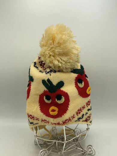 商品画像：ポンポンニットキャップ/トマトバード/ウール/BEG/総柄/レディース 2