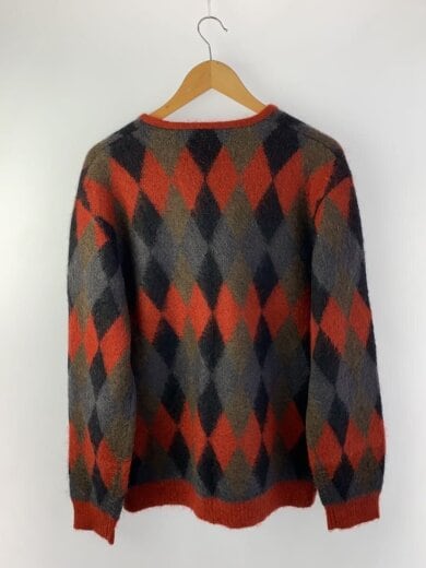 商品画像：アーガイルシャギーカーディガン/L/ナイロン/RED/総柄/ウールモヘヤ混/38-15-0012-156 2