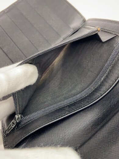 画像：PRADA3つ折り財布/レザー/BLK/無地/レディース5