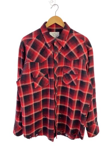 商品画像：ネルシャツ/L/コットン/RED/無地/Rafu002-23-01 1