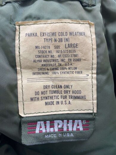 商品画像：N-3B/USA製/汚れなど使用感考慮/フライトジャケット/L/1615-573-8335 3