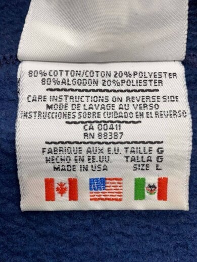 商品画像：90s/USA製/万国旗タグ/パーカー/L/コットン/ネイビー 4