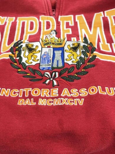 商品画像：スウェット/XL/コットン/RED/25AW Crest Applique Half Zip P 8