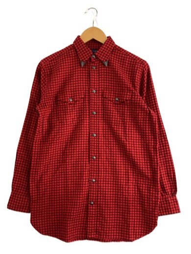 商品画像：金具デザインネルシャツ/エルボーパッチ/コットン/RED/チェック// 1