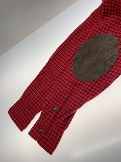 商品画像：金具デザインネルシャツ/エルボーパッチ/コットン/RED/チェック// 5