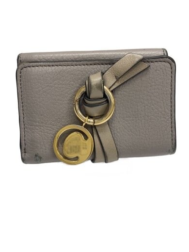 商品画像：3つ折り財布/レザー/GRY/レディース/スレ有/パイピング割れ有/コインポケット汚れ 1