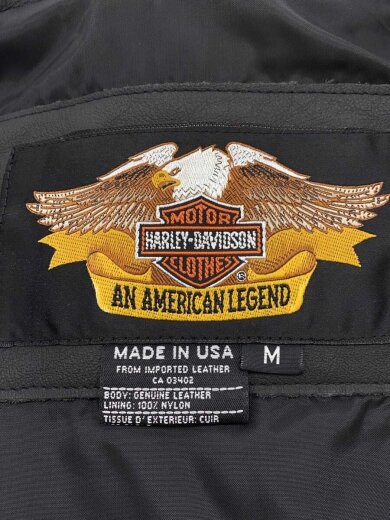 商品画像：ダブルライダースジャケット/M/レザー/BLK/背面、袖口汚れ有/袖口剥がれ有 3