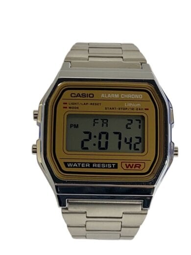 商品画像：クォーツ腕時計/デジタル/ステンレス/BEG/SLV/A158WE 1