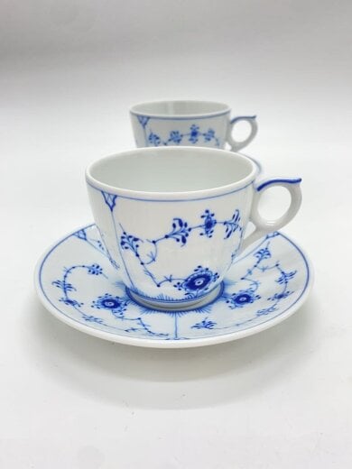 商品画像：カップ&ソーサー/2点セット/WHT/ブルーフルーテッド プレイン// 2