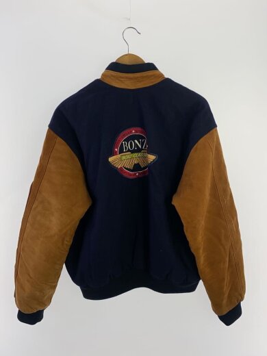 商品画像：袖レザースタジャン/L/ウール/NVY 2