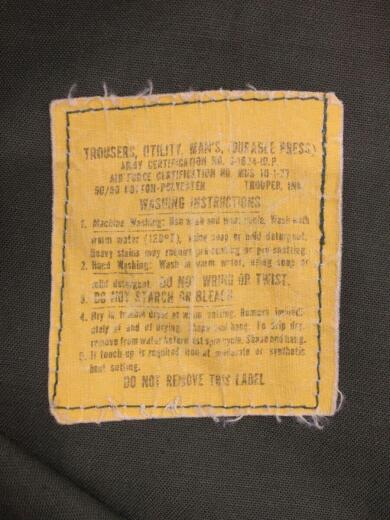 画像：US.ARMY70s ユーティリティーベイカーパンツ TROOPER社 IDEALジップ/カーキ/裾上使用感有4
