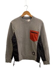 Nylon Sweatshirt/ナイロン切替/クルーネックスウェット/XS/コットン/GRY/88679