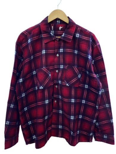 商品画像：60s/プリントネルシャツ/コットン/ボルドー×ネイビー×ホワイト 1