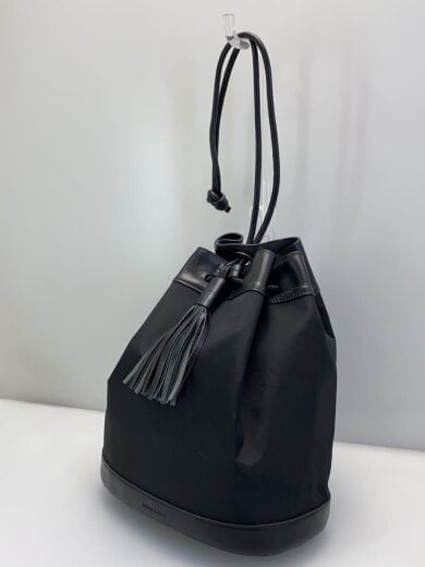 商品画像：レザーナイロンコンビ巾着バッグ/レザー/ブラック 2