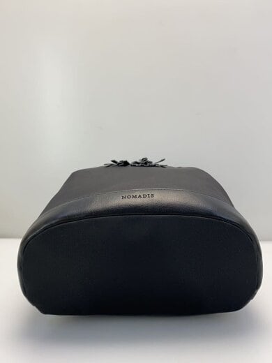 商品画像：レザーナイロンコンビ巾着バッグ/レザー/ブラック 4