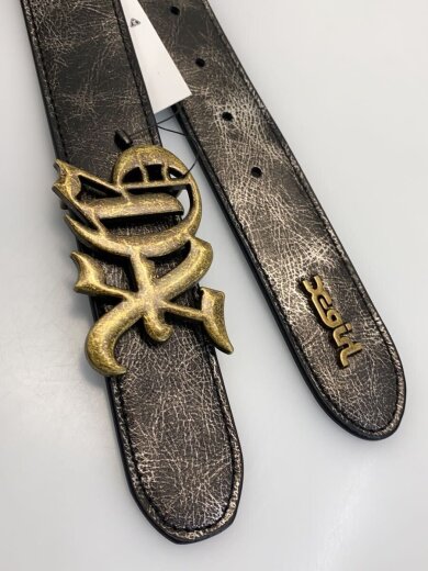 商品画像：EMBLEM BELT/フェイクレザー/BLK/レディース/ロゴバックル 2