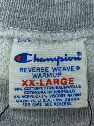 商品画像：80s/トリコタグ/RW/クルーネックスウェット/XXL/コットン/GRY/汚れ有 3