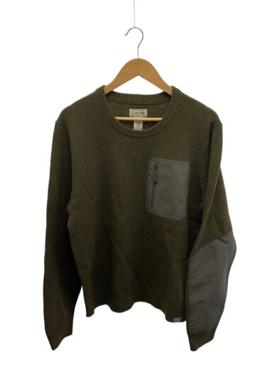 商品画像：クルーネックニット/フロントポケット付き/L/ウール/KHK/510386 1