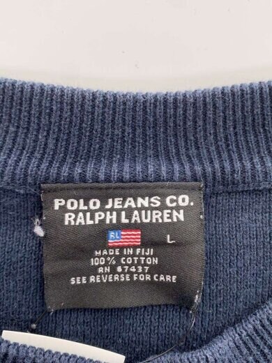 商品画像：クルーネックニット/サイドライン/L/コットン/NVY 3