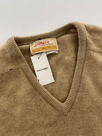 商品画像：70s/MADE IN USA/Vネックニットセーター/L/カシミア/ベージュ/ダメージ有 8