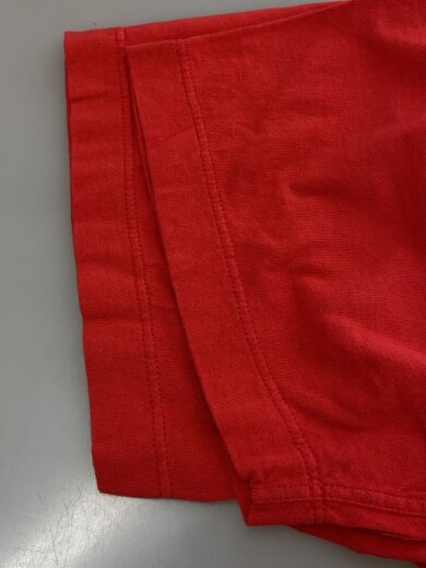 商品画像：ショートスリーブVネックカットソー/ロゴ刺繍/XL/コットン/レッド/701520257// 6