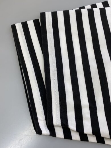 商品画像：×BEAMS LIGHTS/別注刺繍ロゴTシャツ/M/コットン/ホワイト×ブラック/ボーダー 5