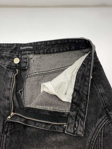 商品画像：Asapmode/切替ワイドデニムパンツ/L/デニム/BLK/裾ダメージ有// 3