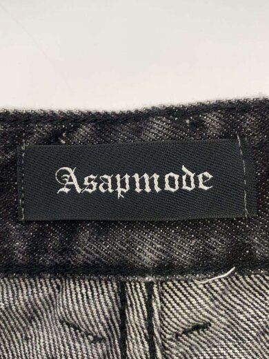 商品画像：Asapmode/切替ワイドデニムパンツ/L/デニム/BLK/裾ダメージ有// 4