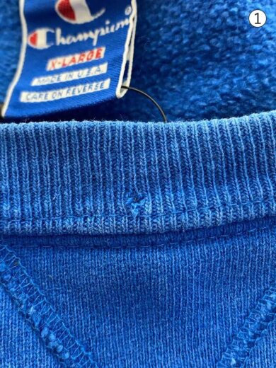 商品画像：90s/前Vクルーネックスウェット/MADE IN USA/XL/コットン/ブルー 6