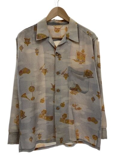 商品画像：40s/Hookano/アロハシャツ/オープンカラー/和柄/M/シルク/GRY 1