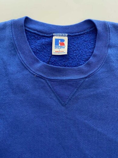 商品画像：80s/MADE IN USA/ペンキ飛び/前V/スウェット/L/コットン/ブルー// 8