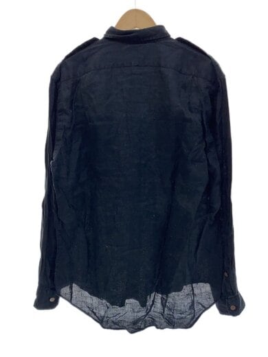 商品画像：90s/ブラックリネンシャツ/サファリシャツ/エポレット/M/リネン/BLK 2