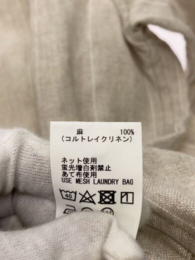 商品画像：ノーカラーコート/1/リネン/ベージュ/ストライプ// 4